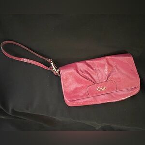 Coach Rose Leather Wristlet